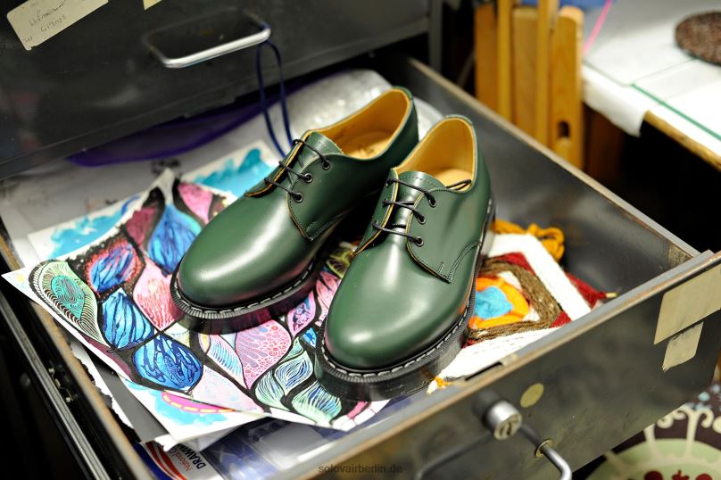 Männer Solovair Grüner Hochglänzender Gibson-schuh 0284f182