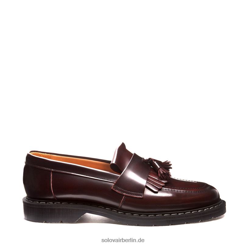 Männer Solovair Burgunderfarbener Quasten-Loafer Mit Abreibung 0284f203