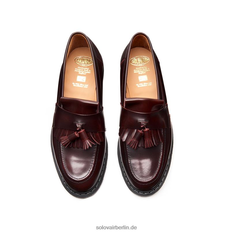 Männer Solovair Burgunderfarbener Quasten-Loafer Mit Abreibung 0284f203
