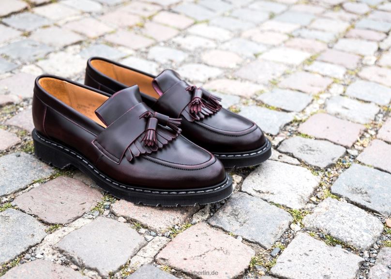 Männer Solovair Burgunderfarbener Quasten-Loafer Mit Abreibung 0284f203