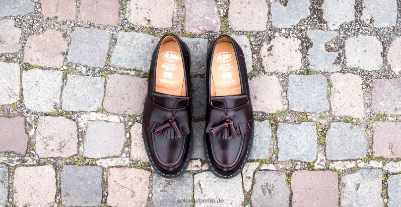 Männer Solovair Burgunderfarbener Quasten-Loafer Mit Abreibung 0284f203