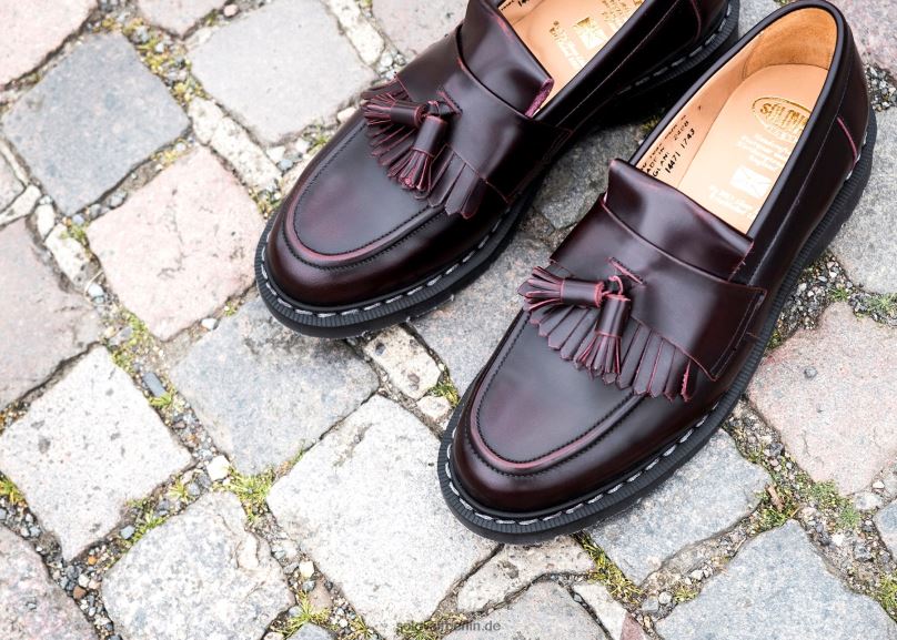 Männer Solovair Burgunderfarbener Quasten-Loafer Mit Abreibung 0284f203