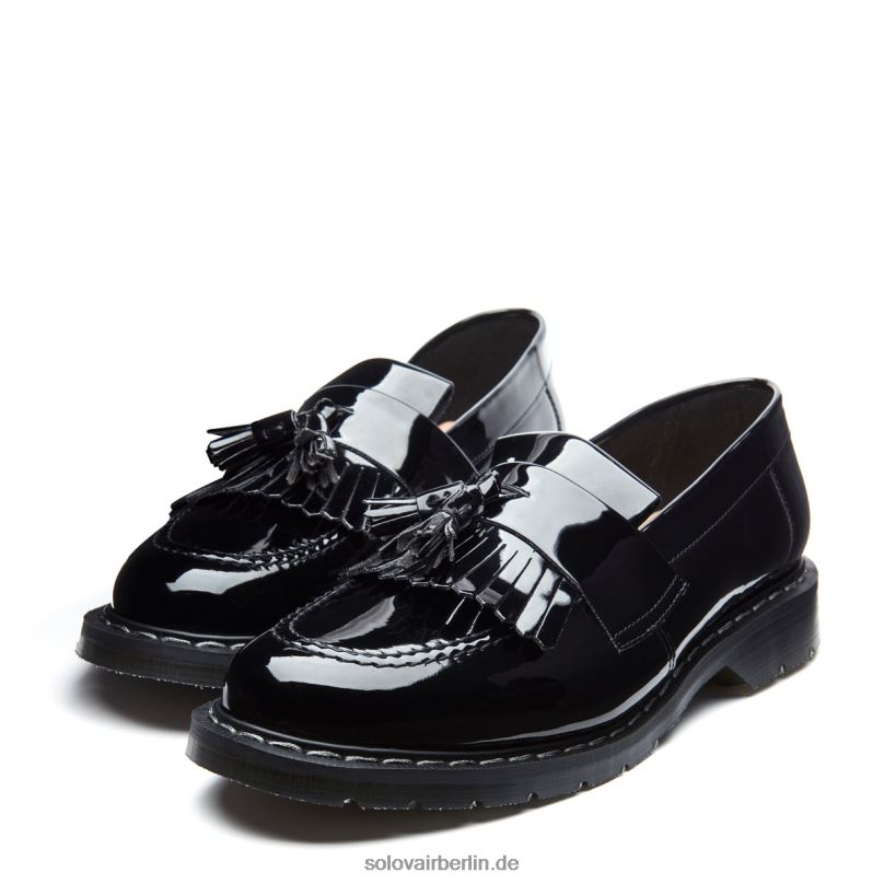 Männer Solovair Schwarzer Loafer Aus Lackleder Mit Quaste 0284f213