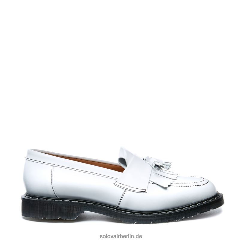 Männer Solovair Weißer, Hochglänzender Quasten-Loafer 0284f209