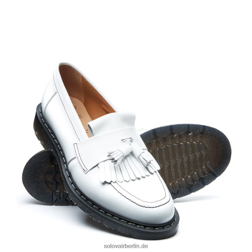 Männer Solovair Weißer, Hochglänzender Quasten-Loafer 0284f209