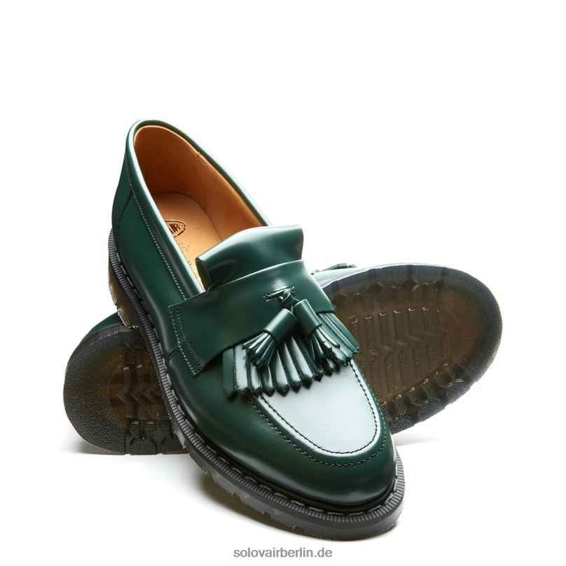 Männer Solovair Grüner, Glänzender Quasten-loafer 0284f208