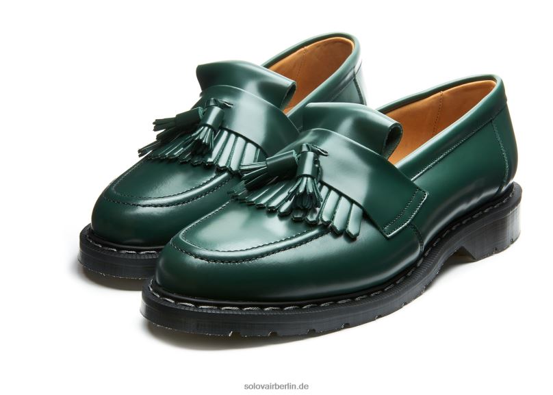 Männer Solovair Grüner, Glänzender Quasten-loafer 0284f208