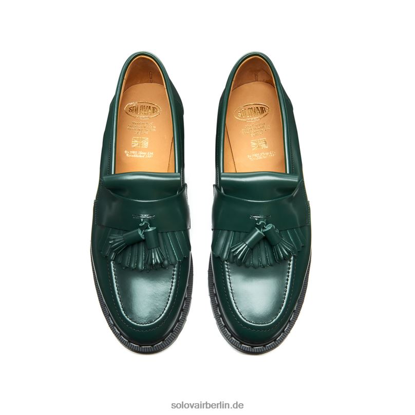 Männer Solovair Grüner, Glänzender Quasten-loafer 0284f208