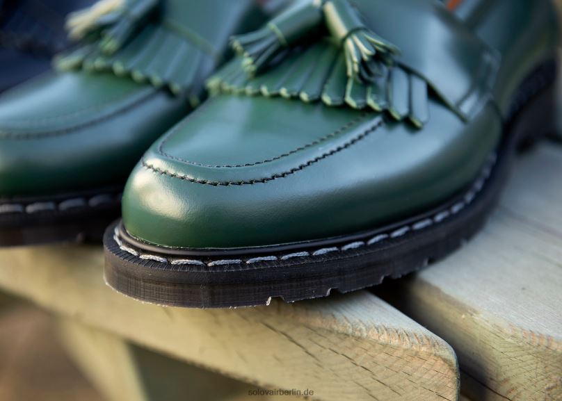 Männer Solovair Grüner, Glänzender Quasten-loafer 0284f208