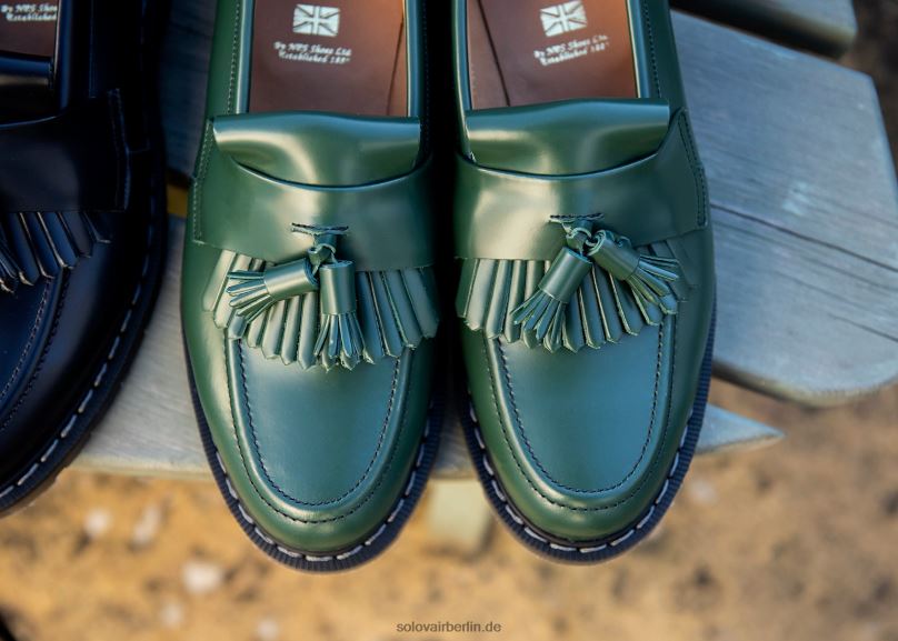 Männer Solovair Grüner, Glänzender Quasten-loafer 0284f208