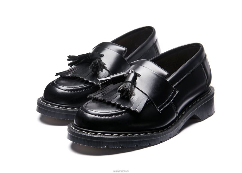 Männer Solovair Schwarzer Veganer Hi-shine Quasten-loafer 0284f204