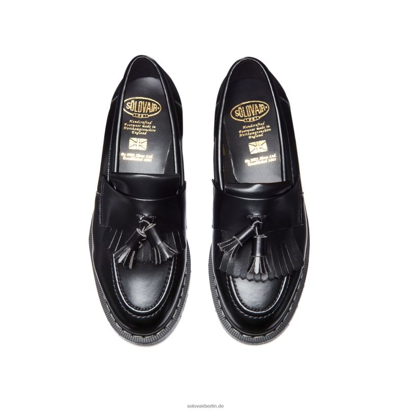 Männer Solovair Schwarzer Veganer Hi-shine Quasten-loafer 0284f204