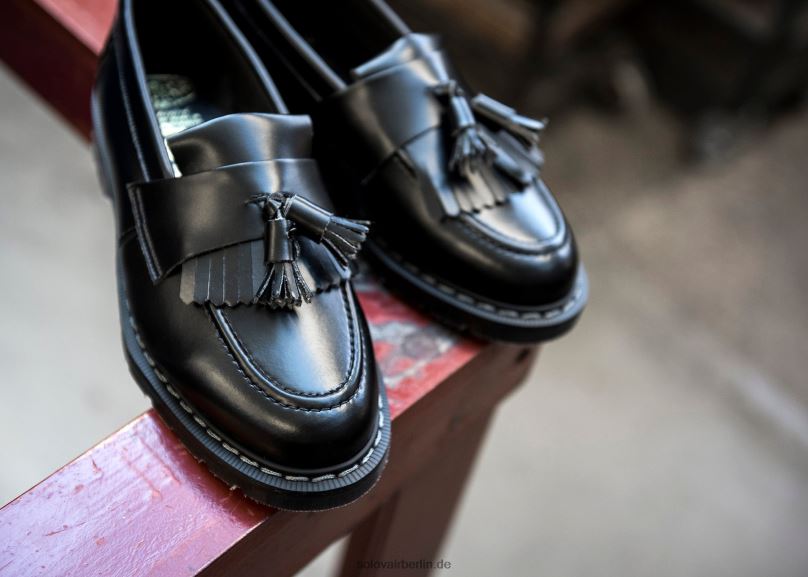 Männer Solovair Schwarzer Veganer Hi-shine Quasten-loafer 0284f204