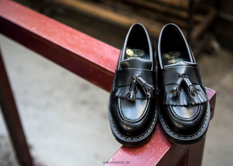 Männer Solovair Schwarzer Veganer Hi-shine Quasten-loafer 0284f204