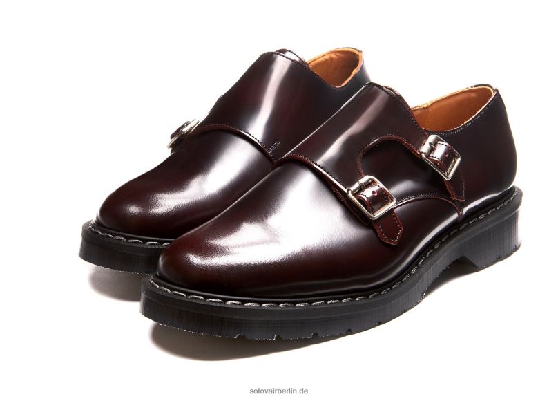 Männer Solovair Bordeauxroter Mönchschuh Mit Doppelschnalle Zum Abreiben 0284f216