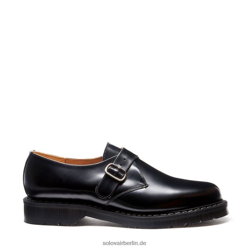 Männer Solovair Schwarzer, Hochglänzender Mönchschuh Mit Einzelschnalle 0284f218