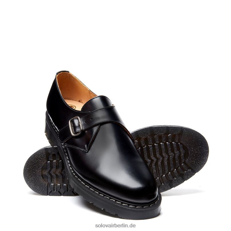 Männer Solovair Schwarzer, Hochglänzender Mönchschuh Mit Einzelschnalle 0284f218