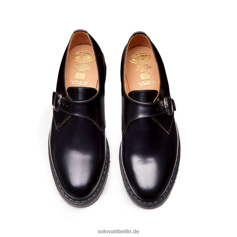 Männer Solovair Schwarzer, Hochglänzender Mönchschuh Mit Einzelschnalle 0284f218