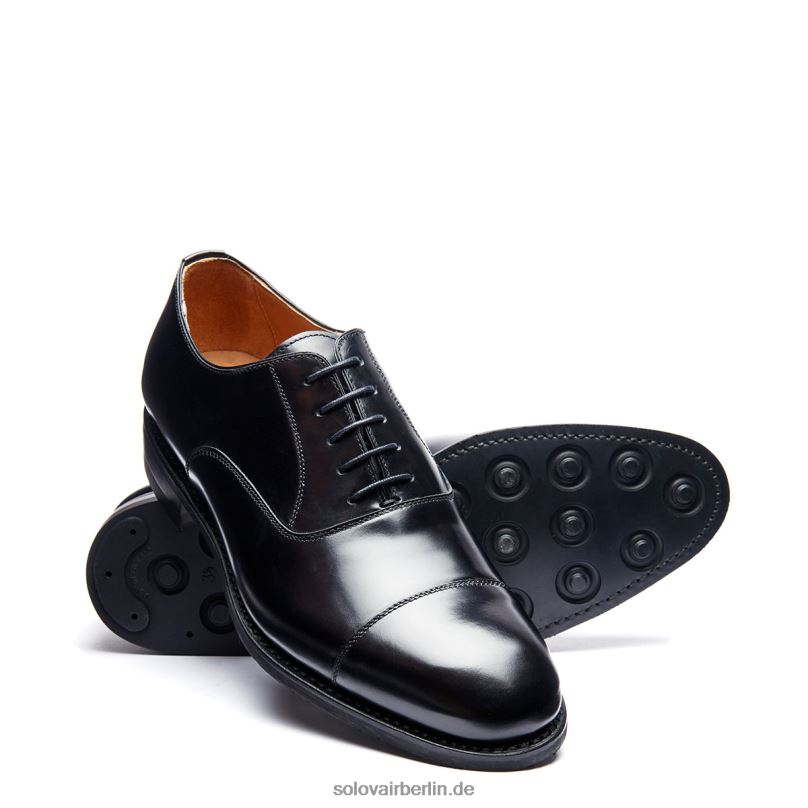 Männer Solovair Schwarzer Hochglänzender 5-loch-oxford-schuh 0284f223