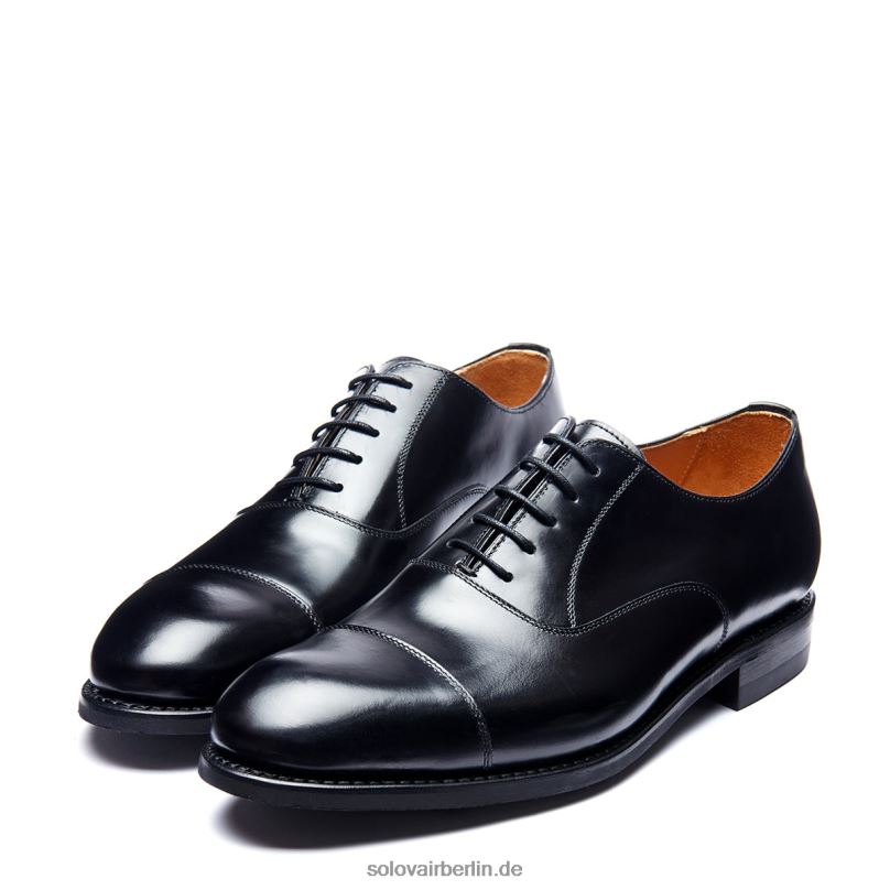Männer Solovair Schwarzer Hochglänzender 5-loch-oxford-schuh 0284f223