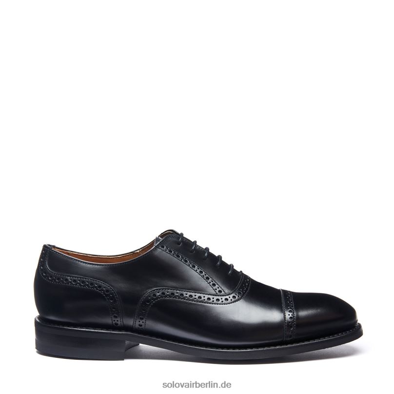Männer Solovair Schwarzer, Hochglänzender Oxford-semi-brogue-schuh Mit 5 ösen 0284f222