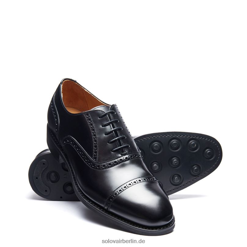 Männer Solovair Schwarzer, Hochglänzender Oxford-semi-brogue-schuh Mit 5 ösen 0284f222