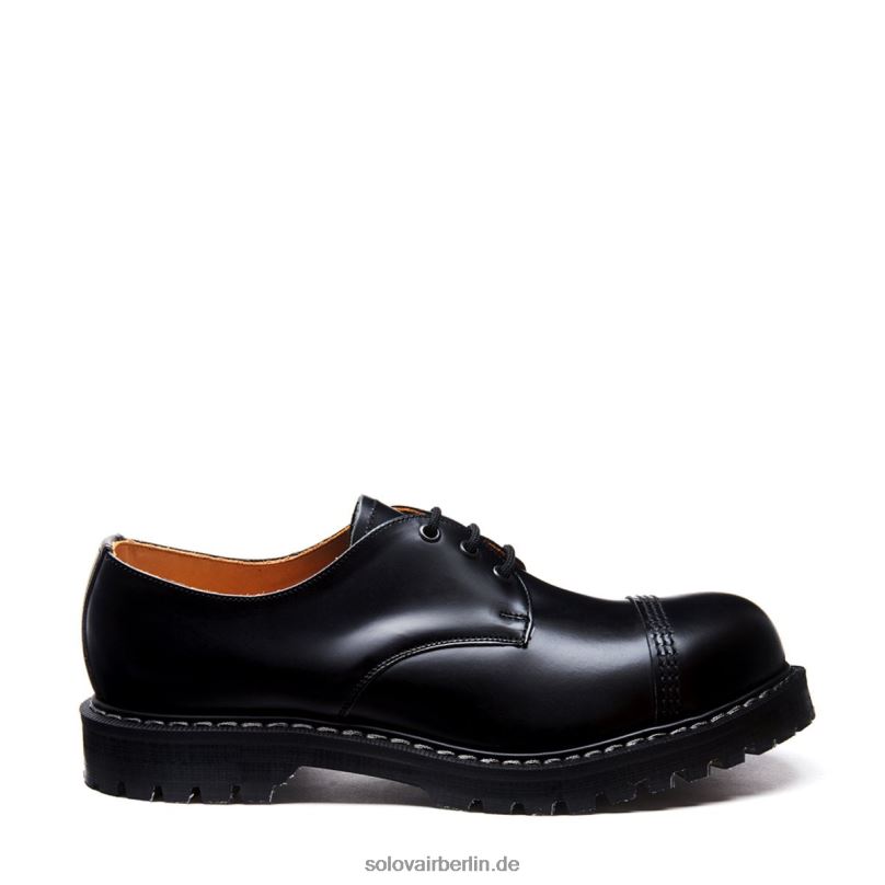 Männer Solovair Schwarzer, Hochglänzender Gibson-schuh Mit Stahlkappe 0284f224