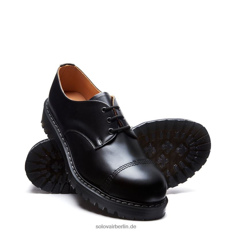 Männer Solovair Schwarzer, Hochglänzender Gibson-schuh Mit Stahlkappe 0284f224