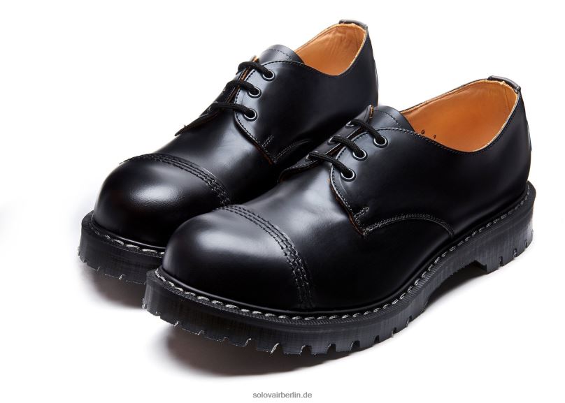 Männer Solovair Schwarzer, Hochglänzender Gibson-schuh Mit Stahlkappe 0284f224