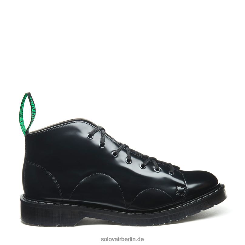 Männer Solovair Schwarzer Veganer Hochglänzender Affenstiefel 0284f158