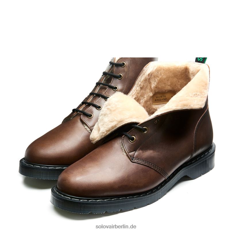 Männer Solovair Gaucho Crazy Horse Shearling Gefütterter Astronautenstiefel Mit 6 Ösen 0284f12