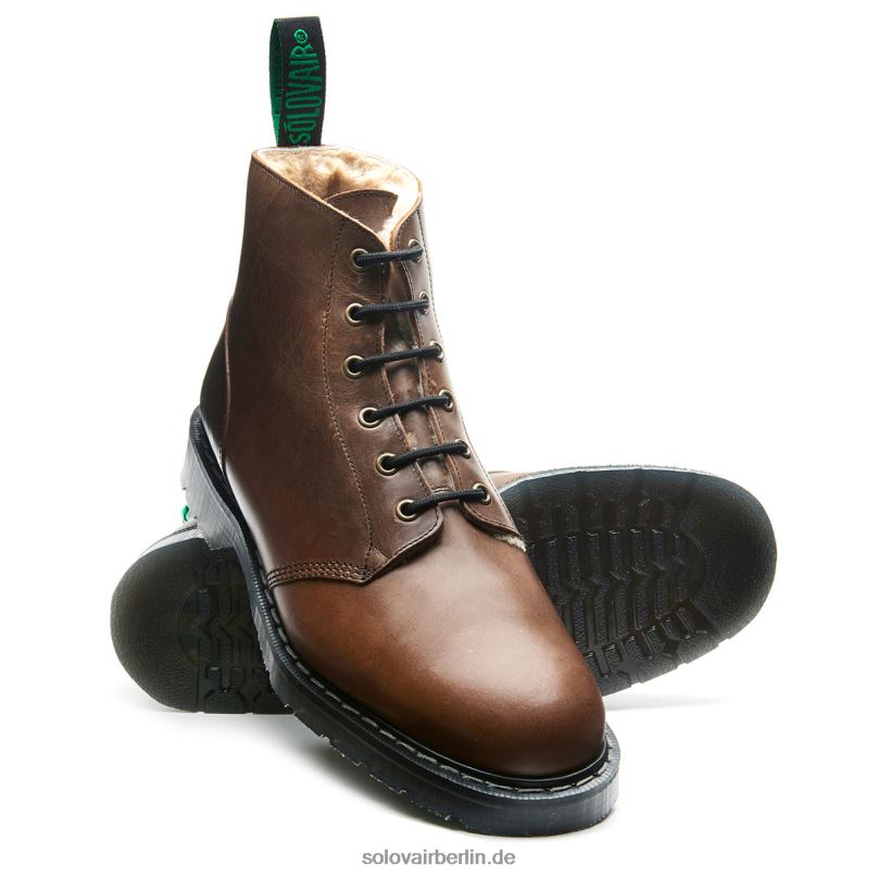 Männer Solovair Gaucho Crazy Horse Shearling Gefütterter Astronautenstiefel Mit 6 Ösen 0284f12