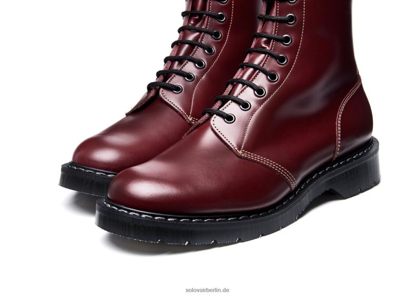Männer Solovair Oxblood Hi-shine Astronautenstiefel Mit 11 ösen 0284f5