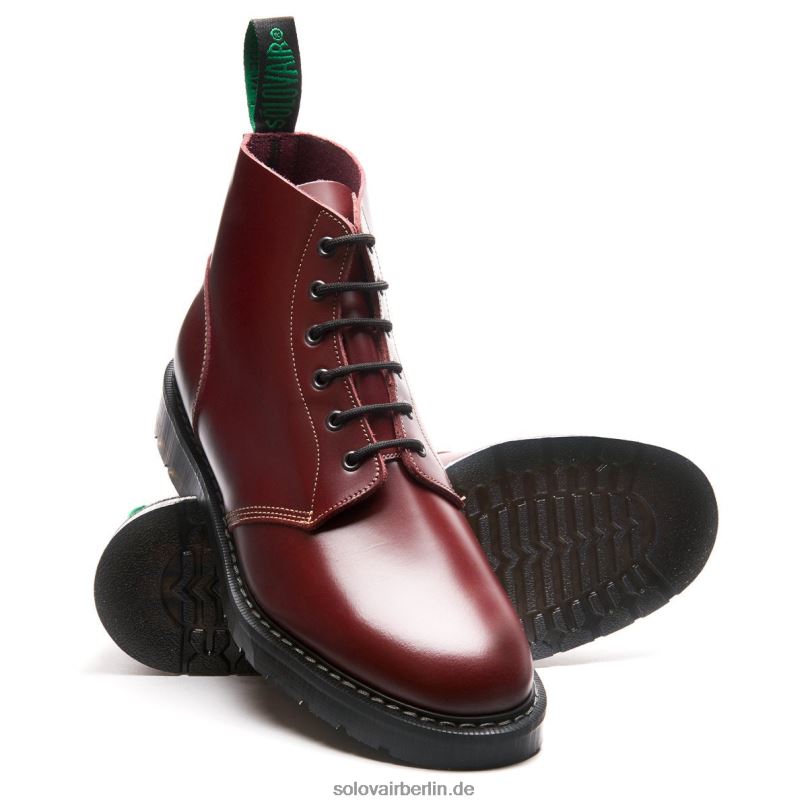 Männer Solovair Oxblood Hi-shine Astronautenstiefel Mit 6 ösen 0284f9