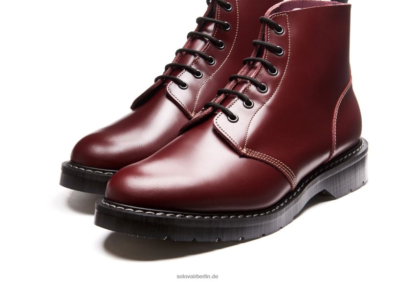 Männer Solovair Oxblood Hi-shine Astronautenstiefel Mit 6 ösen 0284f9