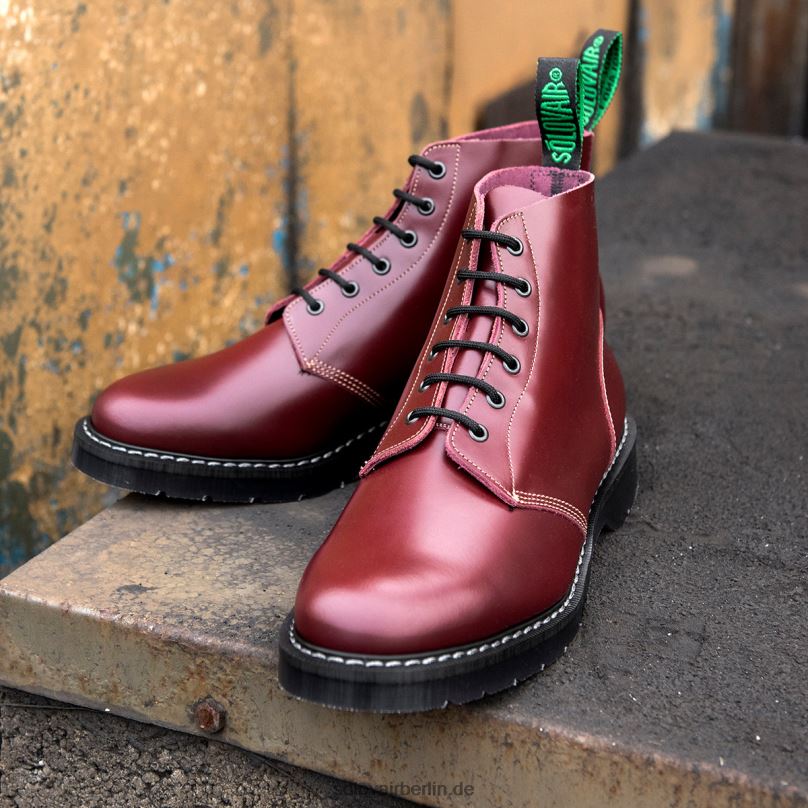 Männer Solovair Oxblood Hi-shine Astronautenstiefel Mit 6 ösen 0284f9