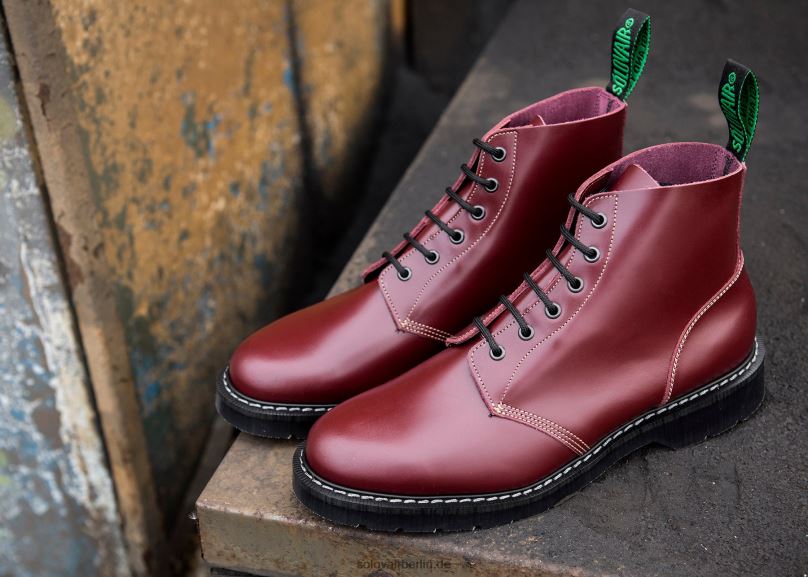 Männer Solovair Oxblood Hi-shine Astronautenstiefel Mit 6 ösen 0284f9