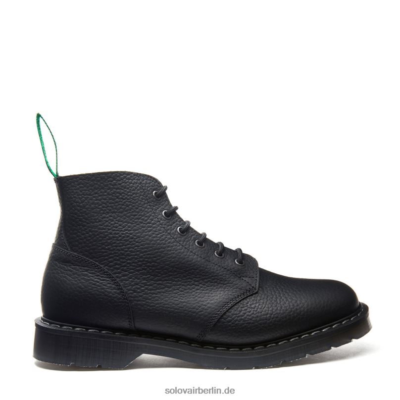 Männer Solovair Schwarzer Astronautenstiefel Mit 6 ösen Aus Fettigem Korn 0284f17