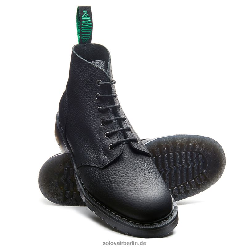 Männer Solovair Schwarzer Astronautenstiefel Mit 6 ösen Aus Fettigem Korn 0284f17