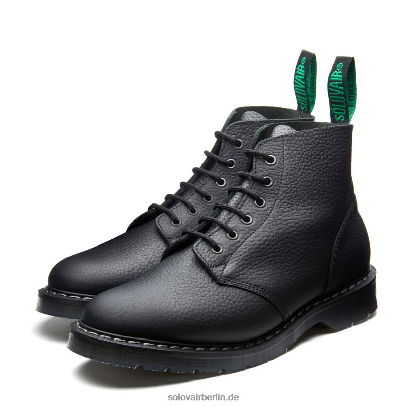 Männer Solovair Schwarzer Astronautenstiefel Mit 6 ösen Aus Fettigem Korn 0284f17