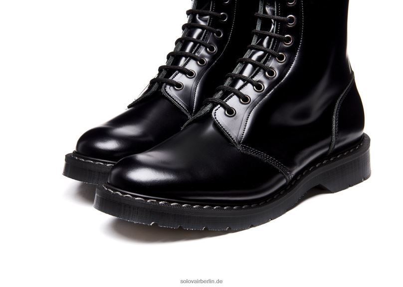 Männer Solovair Schwarzer Hochglänzender Astronautenstiefel Mit 11 ösen 0284f1