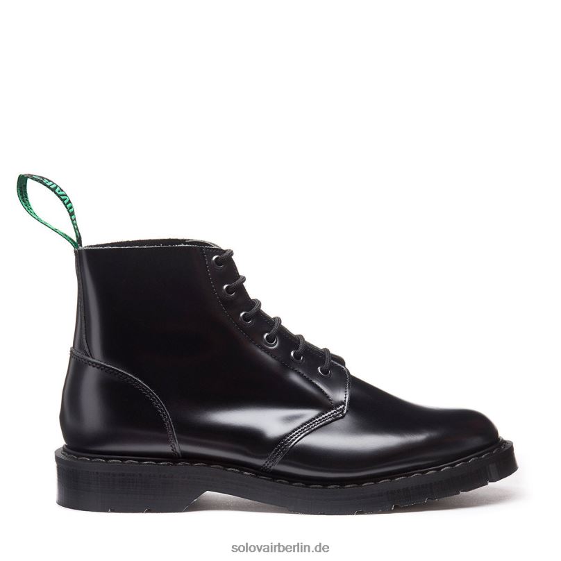 Männer Solovair Schwarzer Hochglänzender Astronautenstiefel Mit 6 ösen 0284f4