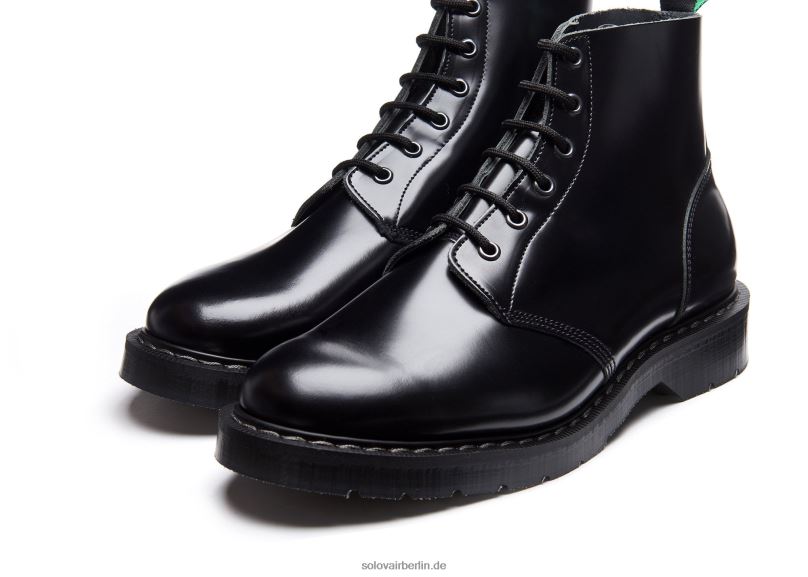 Männer Solovair Schwarzer Hochglänzender Astronautenstiefel Mit 6 ösen 0284f4