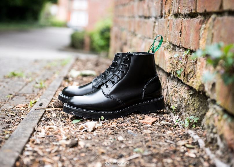 Männer Solovair Schwarzer Hochglänzender Astronautenstiefel Mit 6 ösen 0284f4