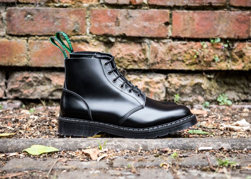 Männer Solovair Schwarzer Hochglänzender Astronautenstiefel Mit 6 ösen 0284f4