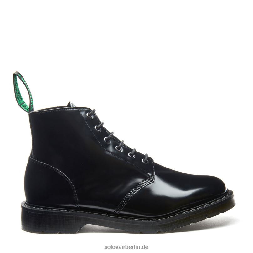 Männer Solovair Schwarzer Hochglänzender Veganer 6-loch-astronautenstiefel 0284f11