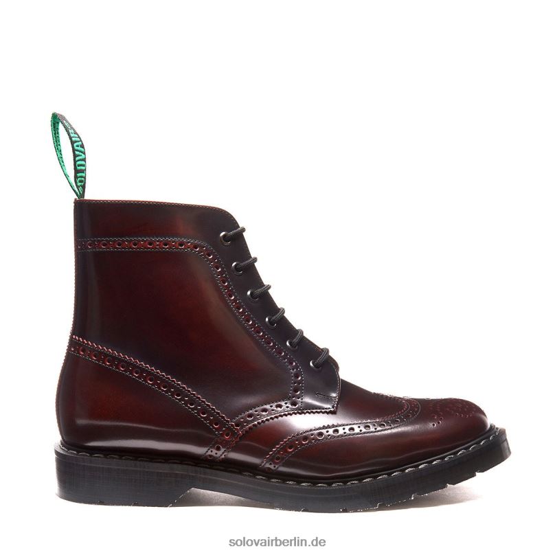 Männer Solovair Burgunderfarbener Rub-off 6-loch-brogue-stiefel 0284f19