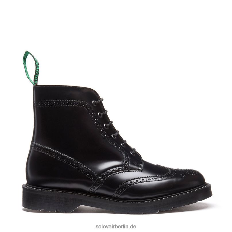 Männer Solovair Schwarzer, Hochglänzender Brogue-stiefel Mit 6 ösen 0284f20