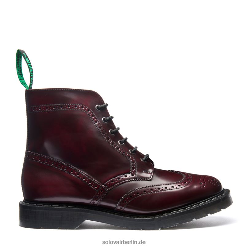 Männer Solovair Kirschroter Veganer 6-loch-derby-brogue-stiefel Zum Abreiben 0284f21