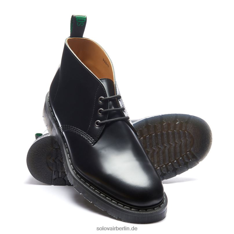 Männer Solovair Schwarzer, Hochglänzender Chukka-stiefel Mit 3 ösen 0284f34